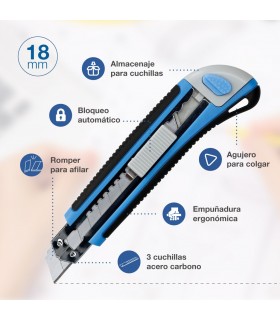 Cúter profesional autorecargable con 3 cuchillas