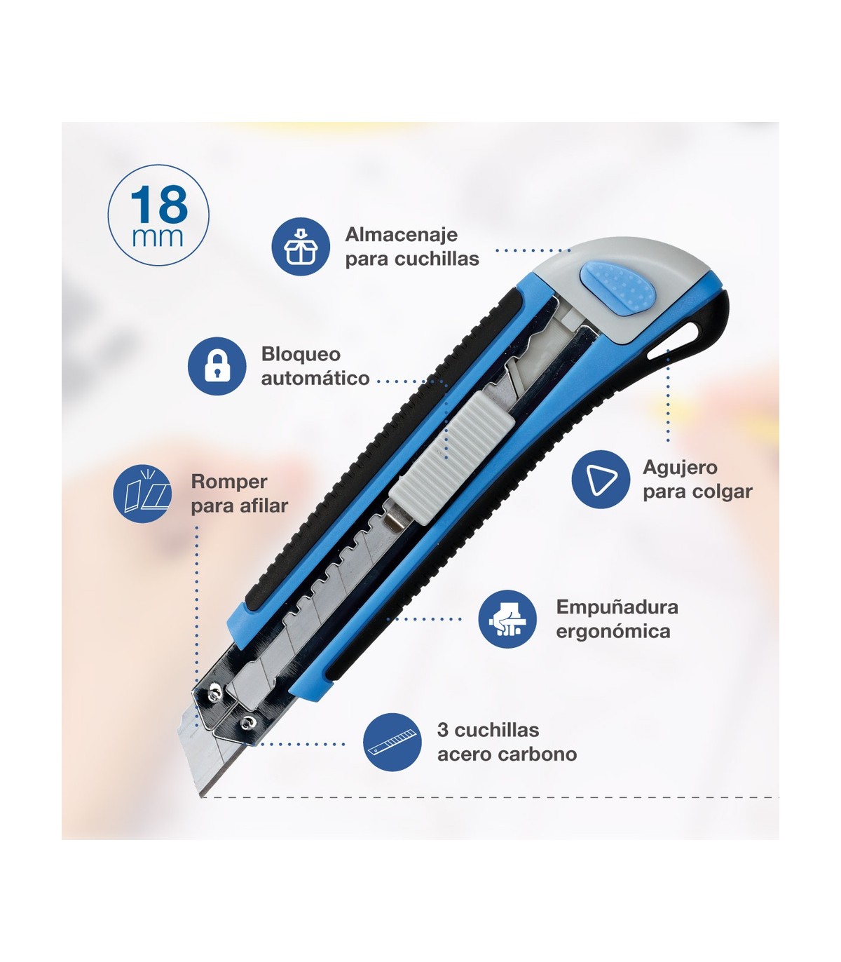 Cúter profesional autorecargable con 3 cuchillas