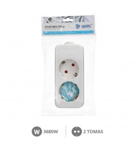 Base Múltiple MEGA 2 Tomas Sin Cable Blanca