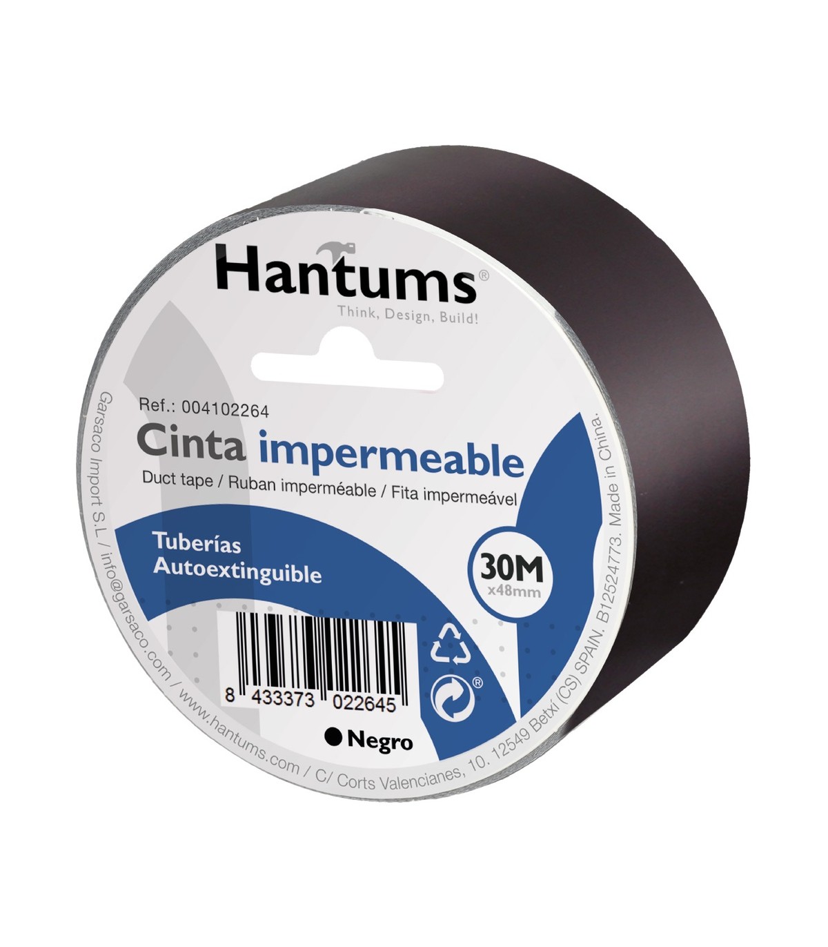 Cinta impermeable tuberías Negro 48mm 30 Metros