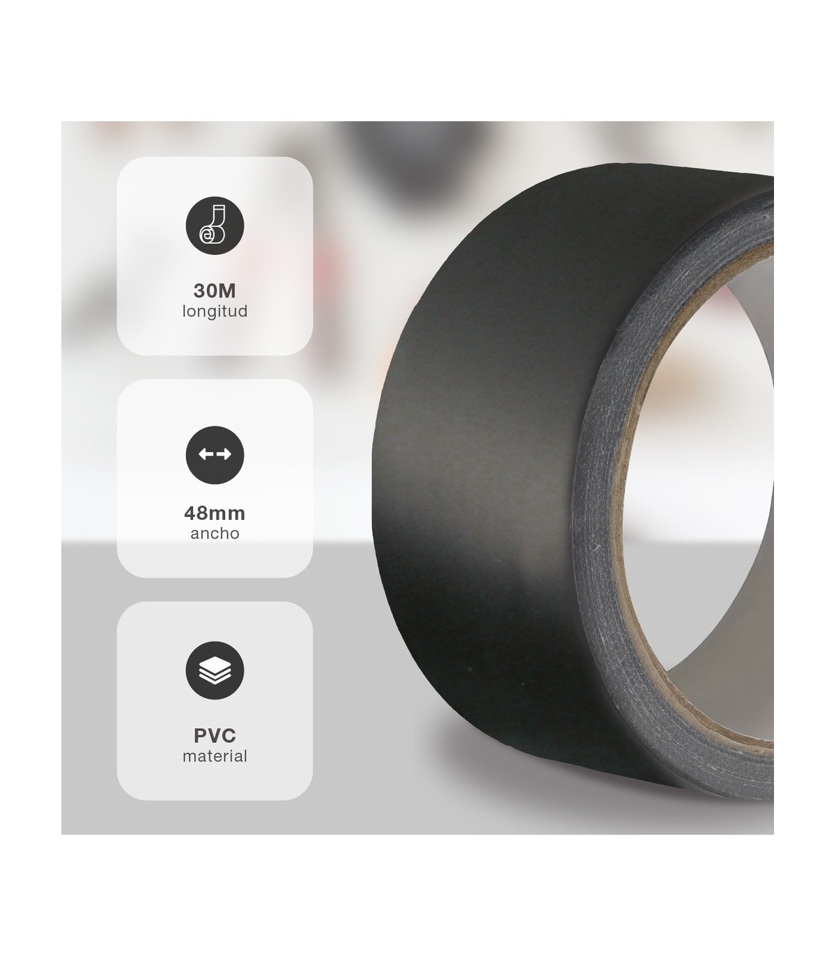 Cinta impermeable tuberías Negro 48mm 30 Metros