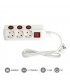 Base Múltiple 3T + 4 Interruptores (3x1.5mm) 1.5m Blanco