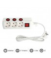 Base Múltiple 3T + 4 Interruptores (3x1.5mm) 1.5m Blanco