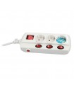 Base Múltiple 3T + 4 Interruptores (3x1.5mm) 1.5m Blanco