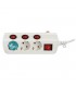 Base Múltiple 3T + 4 Interruptores (3x1.5mm) 1.5m Blanco
