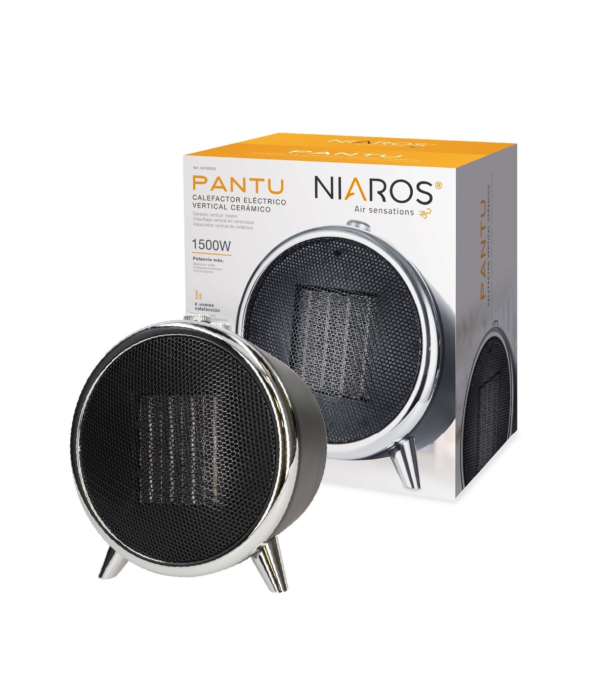 Calefactor Vertical Cerámico PANTU 1500W Negro