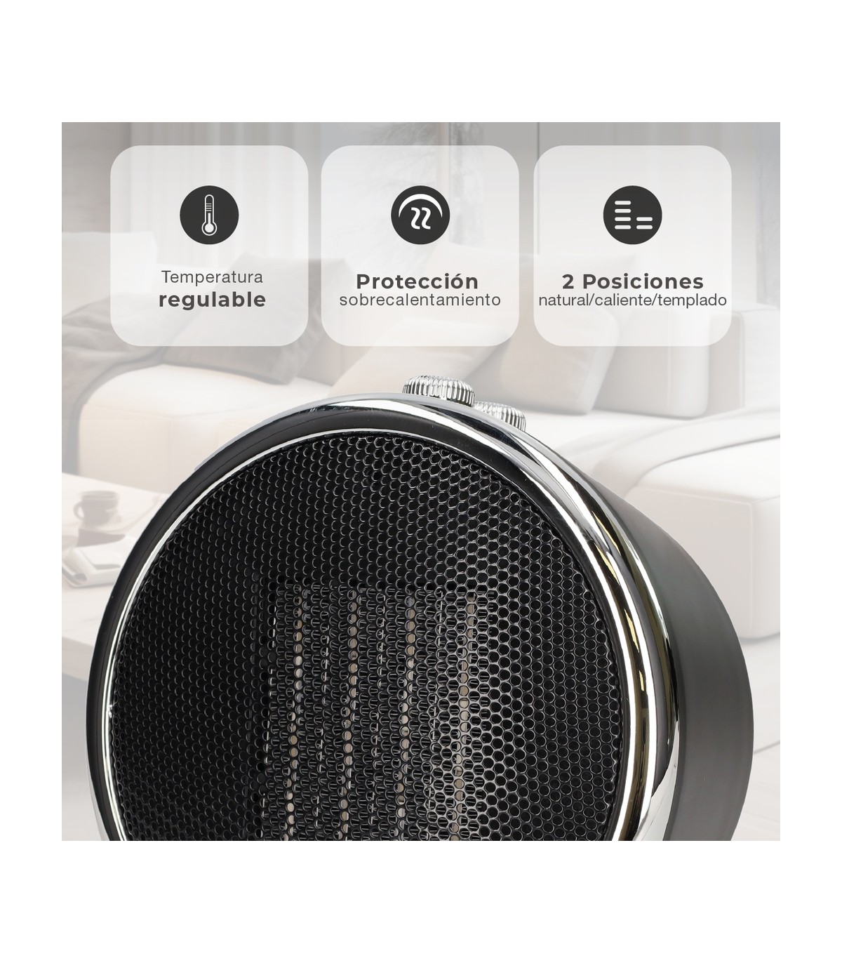 Calefactor Vertical Cerámico PANTU 1500W Negro