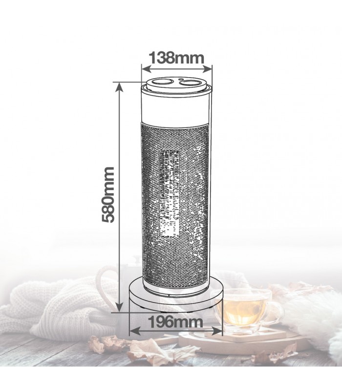Calefactor Vertical Giratorio Cerámico RINNE 2000W Negro