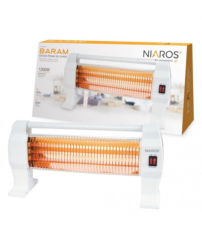 Estufa peana de Cuarzo BARAM Max. 1200W 3 Tubos Blanco