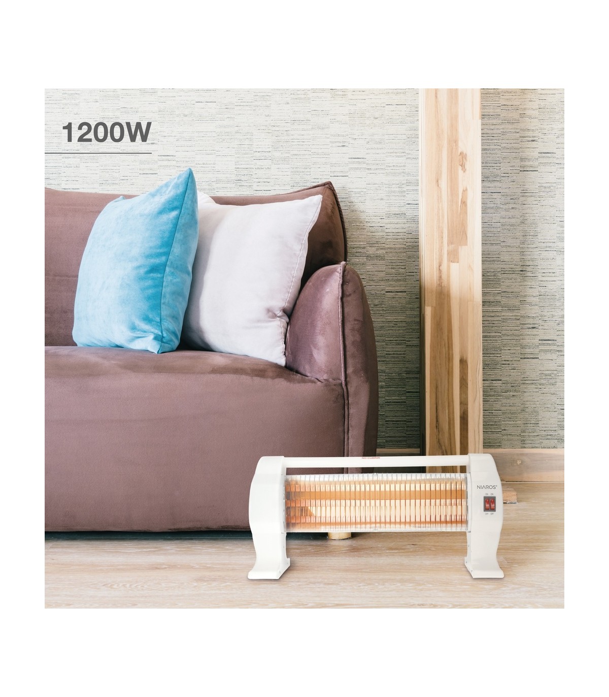 Estufa peana de Cuarzo BARAM Max. 1200W 3 Tubos Blanco