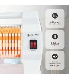 Estufa peana de Cuarzo BARAM Max. 1200W 3 Tubos Blanco