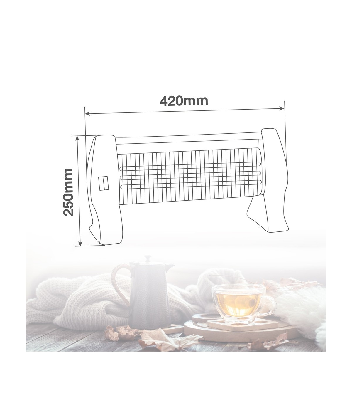 Estufa peana de Cuarzo BARAM Max. 1200W 3 Tubos Blanco