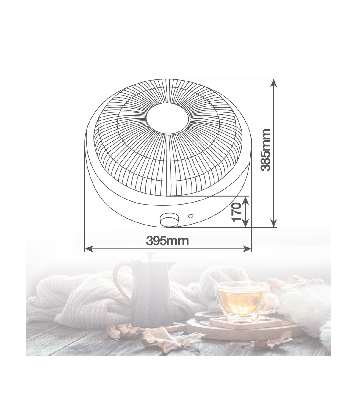 Brasero Eléctrico Cerámico NALTIO Max. 900W Gris Antracita