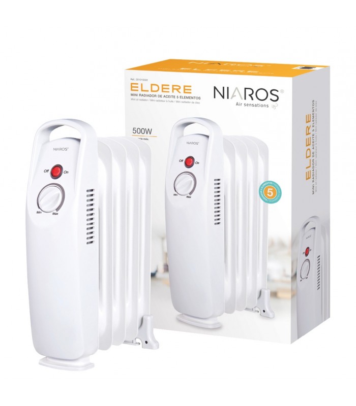 Radiador de Aceite Mini ELDERE 500W Blanco 5 Elementos