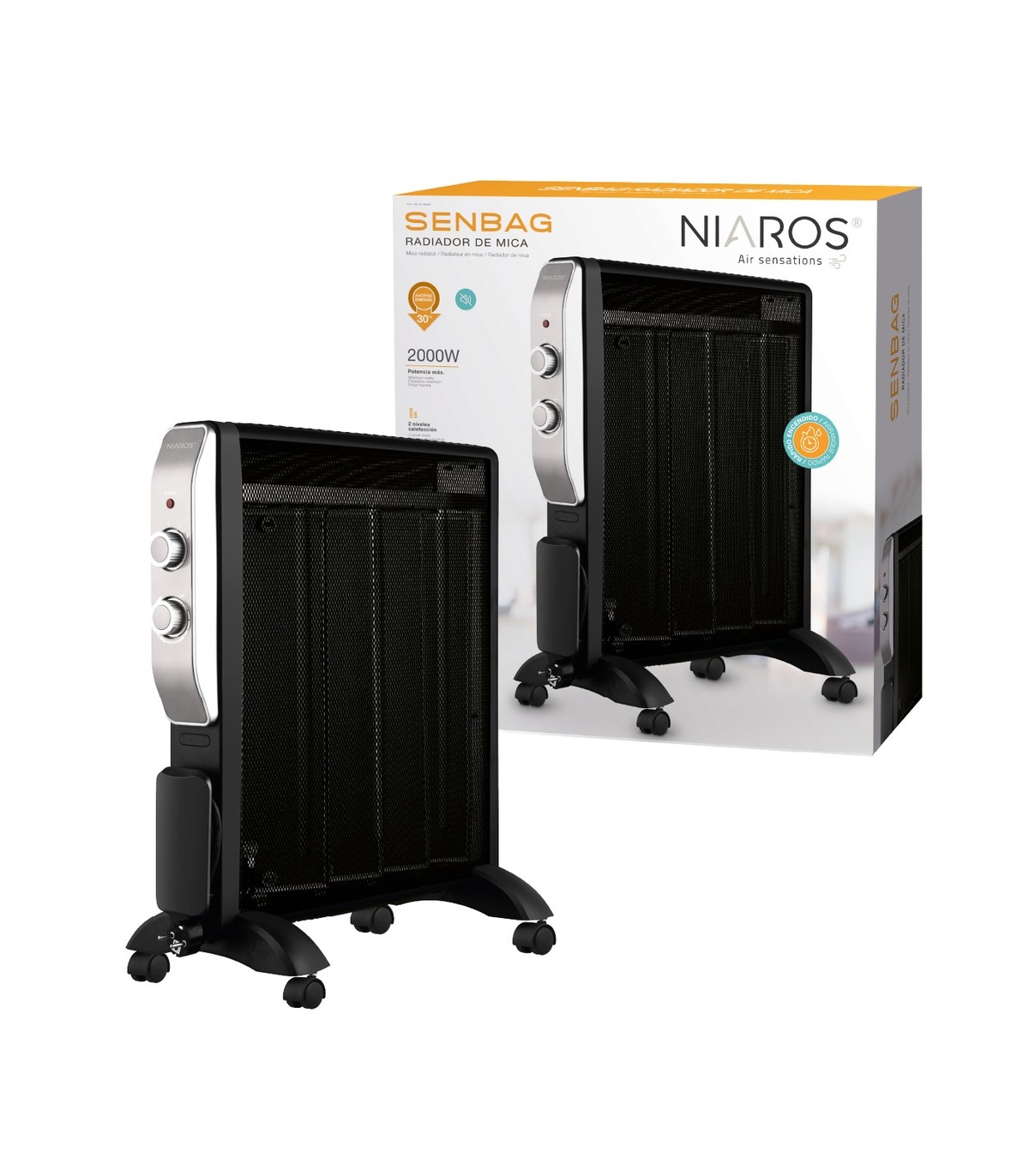 Radiador de Mica SENBAG 2000W Negro