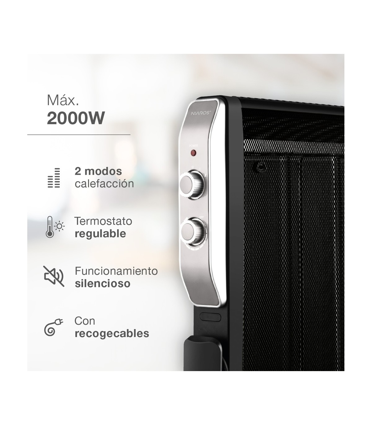 Radiador de Mica SENBAG 2000W Negro