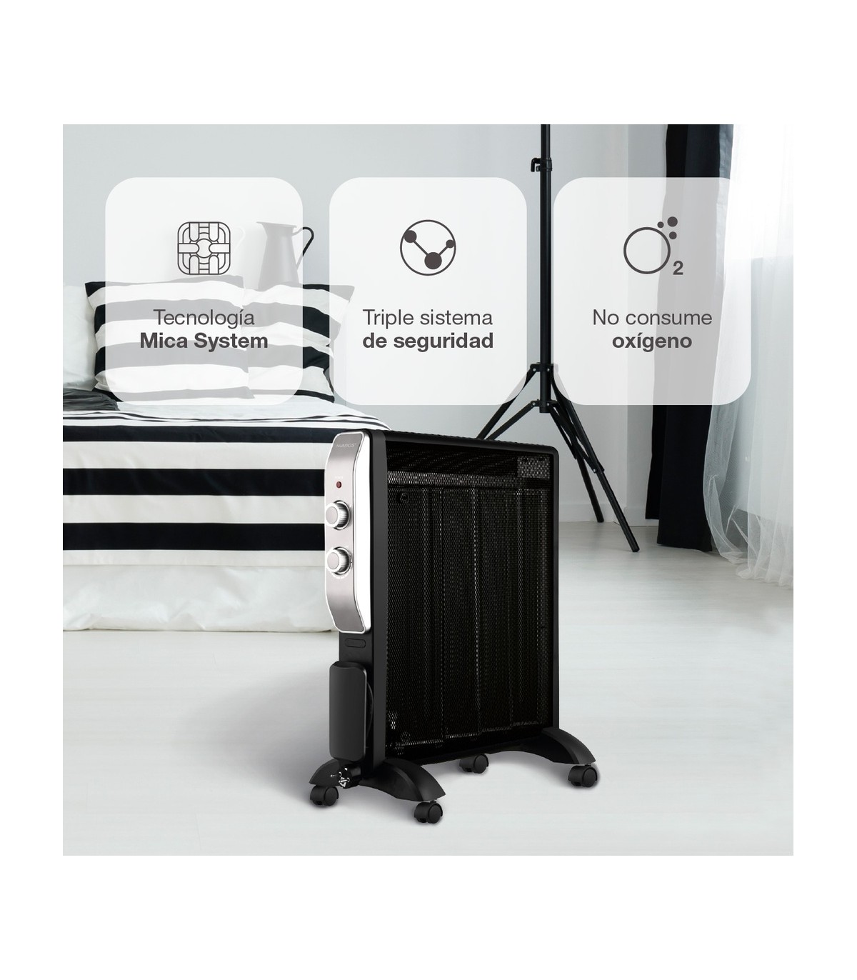 Radiador de Mica SENBAG 2000W Negro