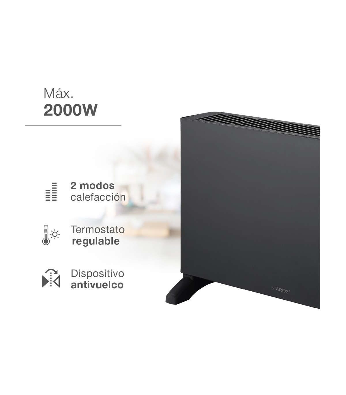Calefactor Convector SELATIN Negro 2000W