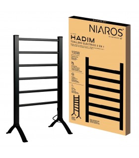 Toallero Eléctrico 2en1 HADIM Negro 100W IPX4 Con Temporizador
