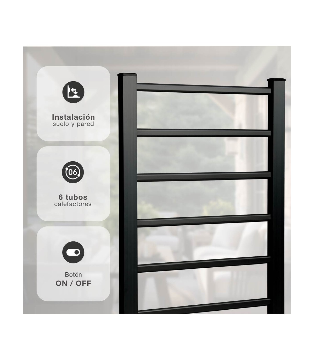 Toallero Eléctrico 2en1 HADIM Negro 100W IPX4 Con Temporizador