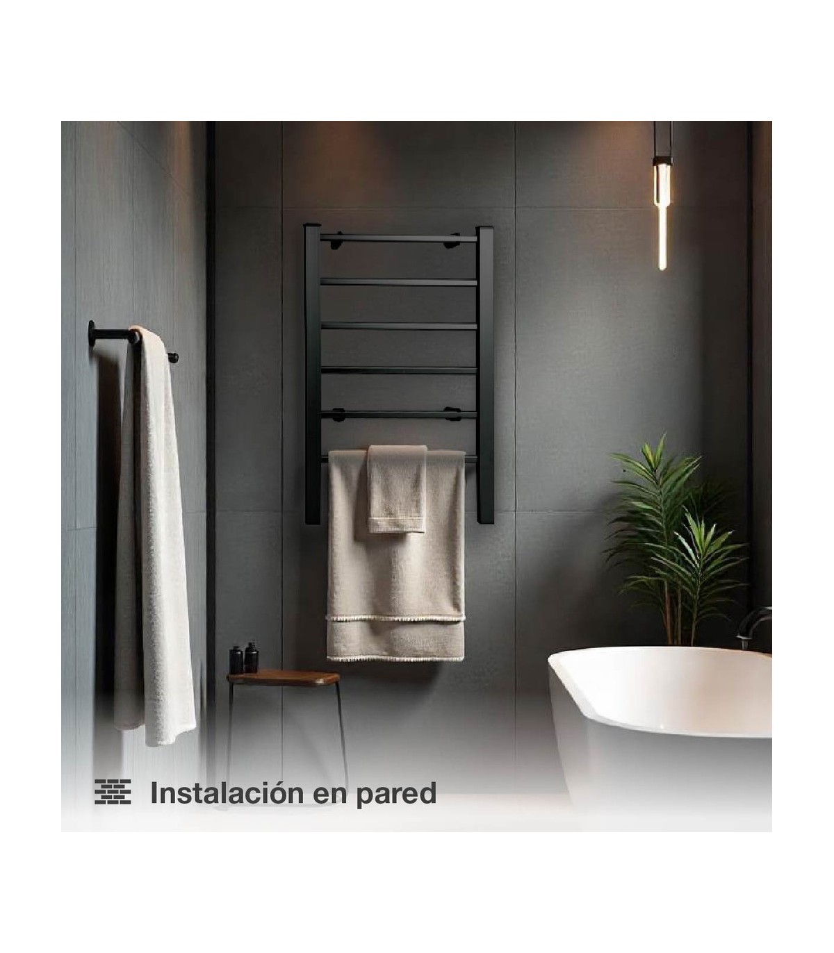 Toallero Eléctrico 2en1 HADIM Negro 100W IPX4 Con Temporizador