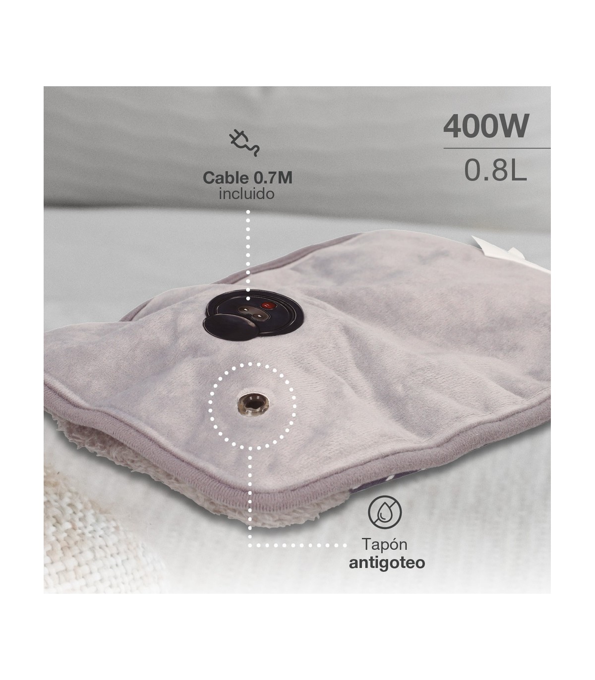 Bolsa de agua caliente eléctrica Maldan Ocre 400W