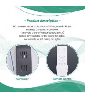 Control Remoto Doble mando Radio frecuencia Ventilador Motor DC