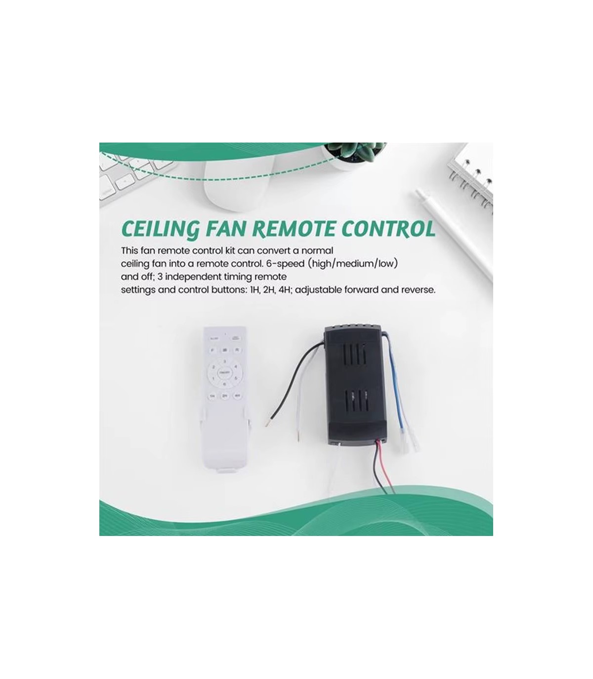 Control Remoto Doble mando Radio frecuencia Ventilador Motor DC