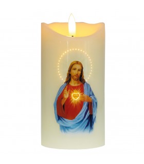 Vela decorativa LED religiosa Jesús 3xAA Luz cálida