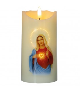 Vela decorativa LED religiosa Virgen María 3xAA Luz cálida