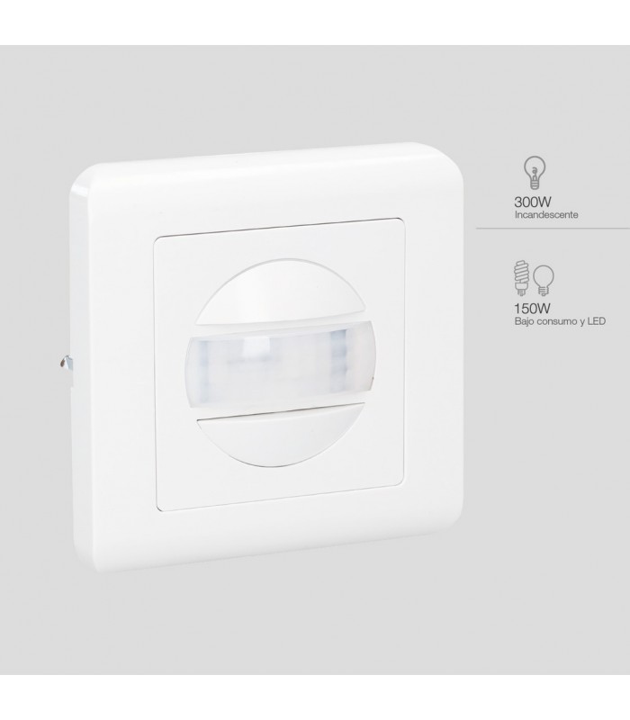 Detector Movimiento Empotrable Mecanismo NEKATI 9m 300W/150W 160º IP20