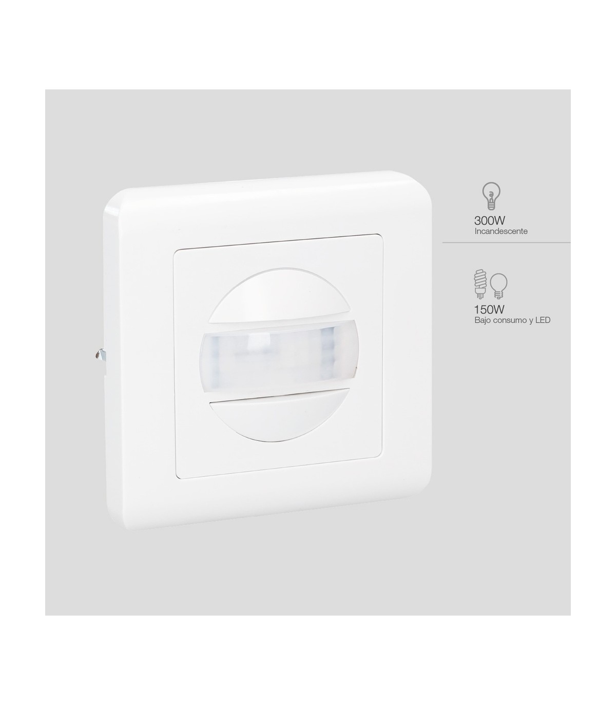 Detector Movimiento Empotrable Mecanismo NEKATI 9m 300W/150W 160º IP20