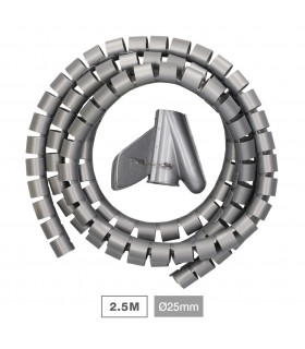 Organizador De Cables 25mm 2.5m Helicoidal gris
