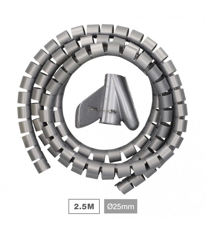 Organizador De Cables 25mm 2.5m Helicoidal gris