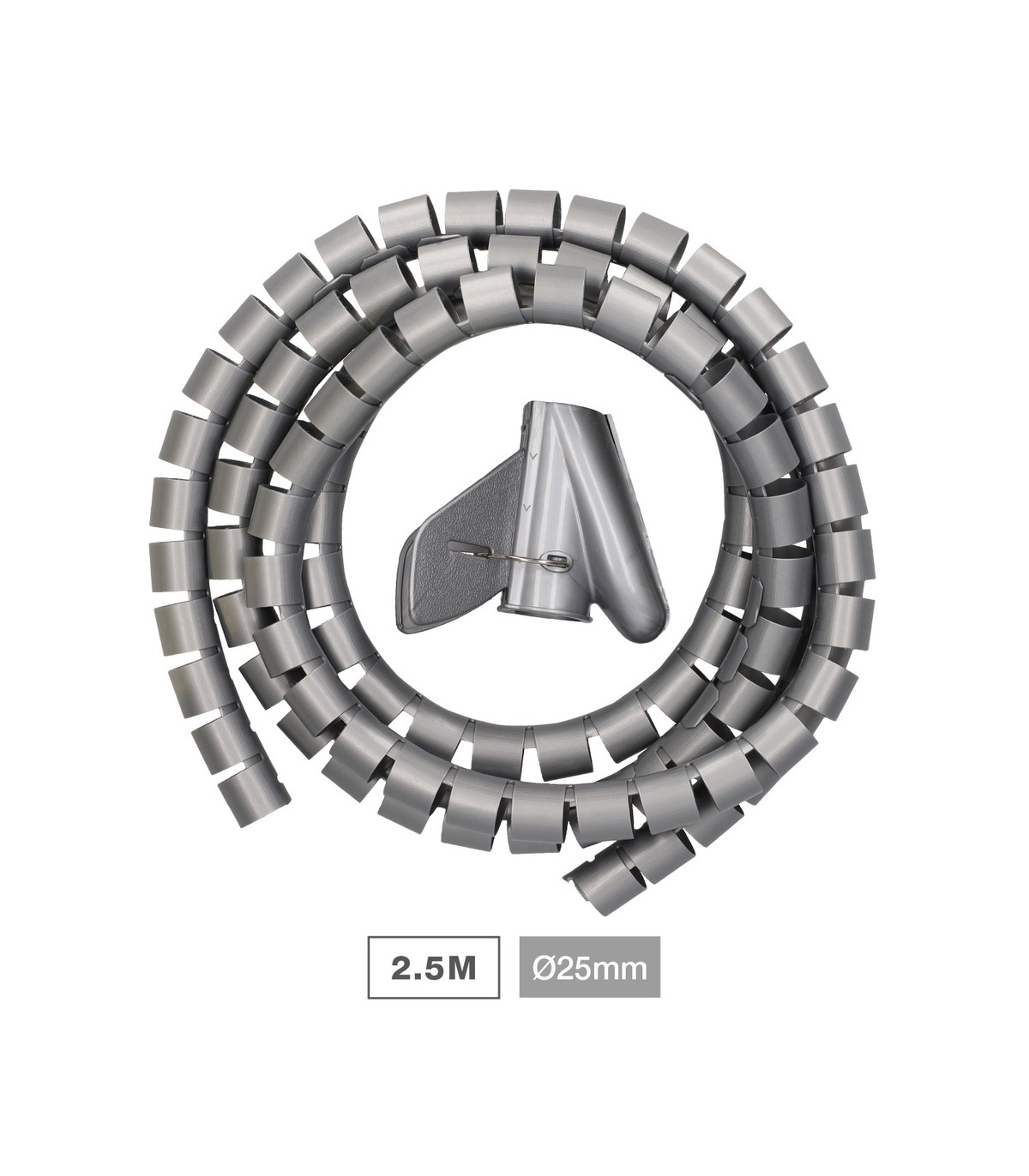 Organizador De Cables 25mm 2.5m Helicoidal gris