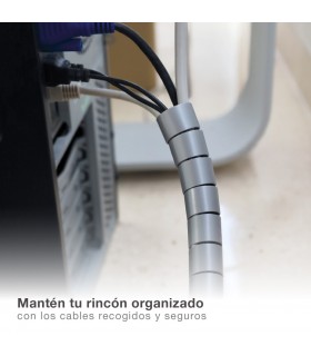 Organizador De Cables 25mm 2.5m Helicoidal gris