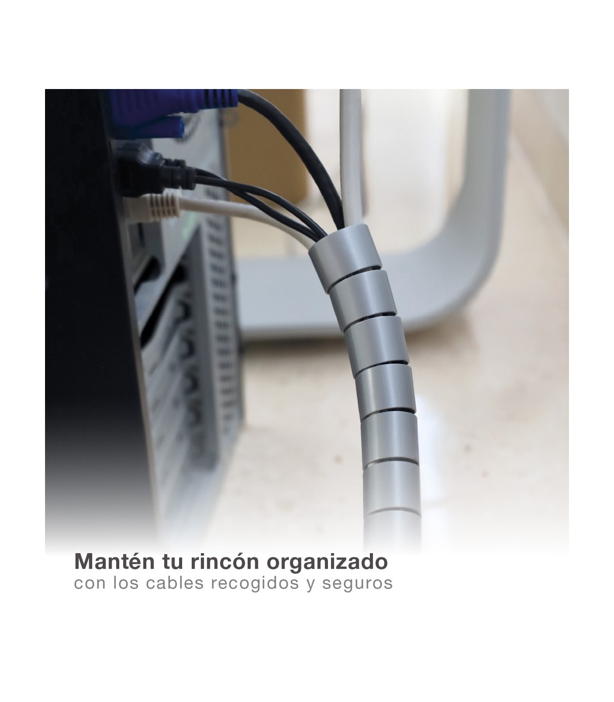 Organizador De Cables 25mm 2.5m Helicoidal gris