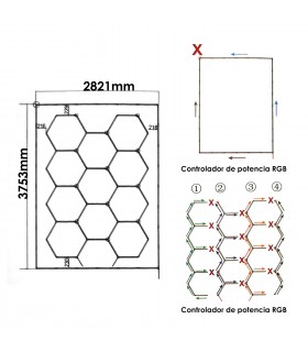 Regleta Led Hexagonal Panel Abeja 580W RGB