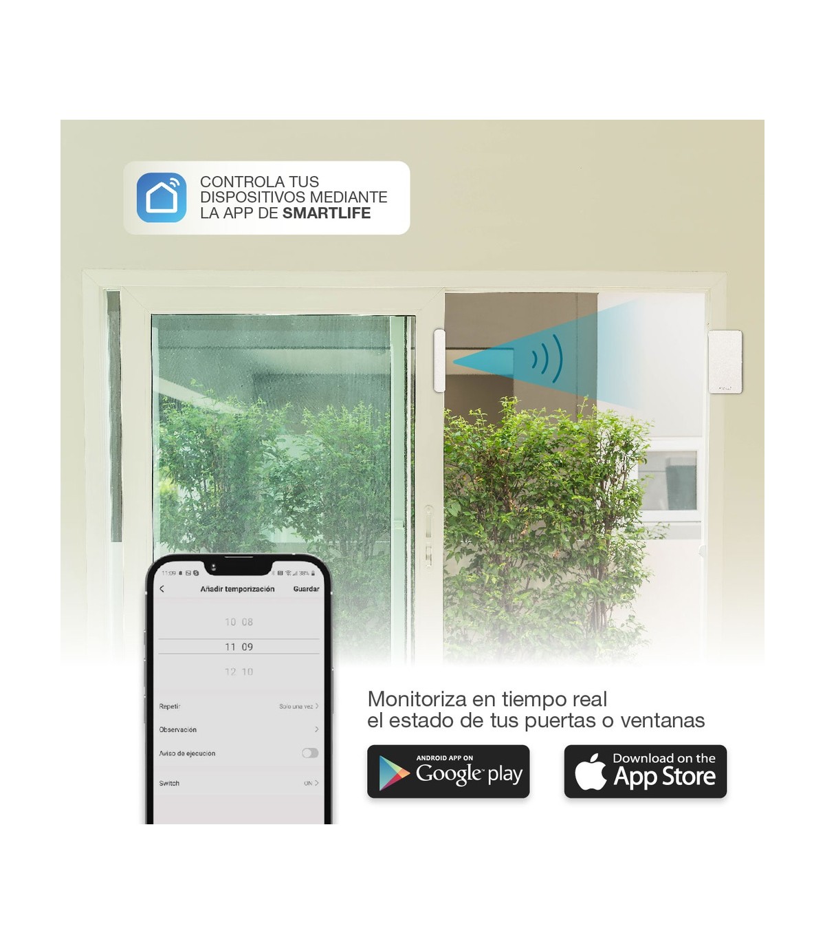 Sensor para puertas y ventanas vía wifi