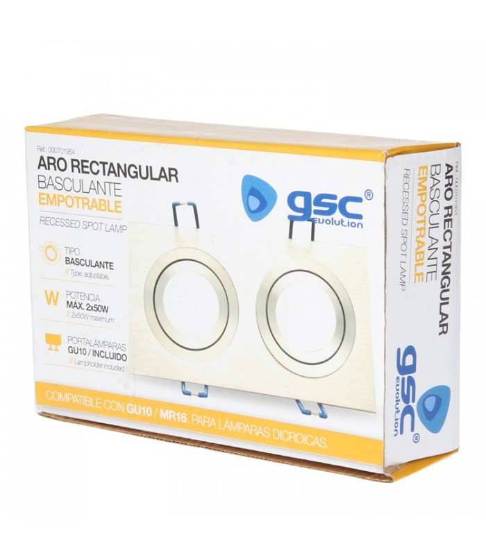 Aro Empotrable Basculante Doble Liso Redondo Cromo