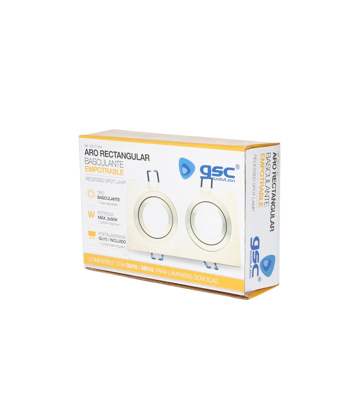 Aro Empotrable Basculante Doble Liso Redondo Cromo