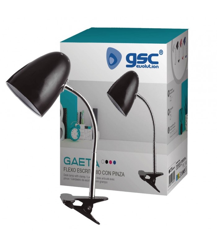 Flexo de escritorio con pinza Gaeta E27 Negro