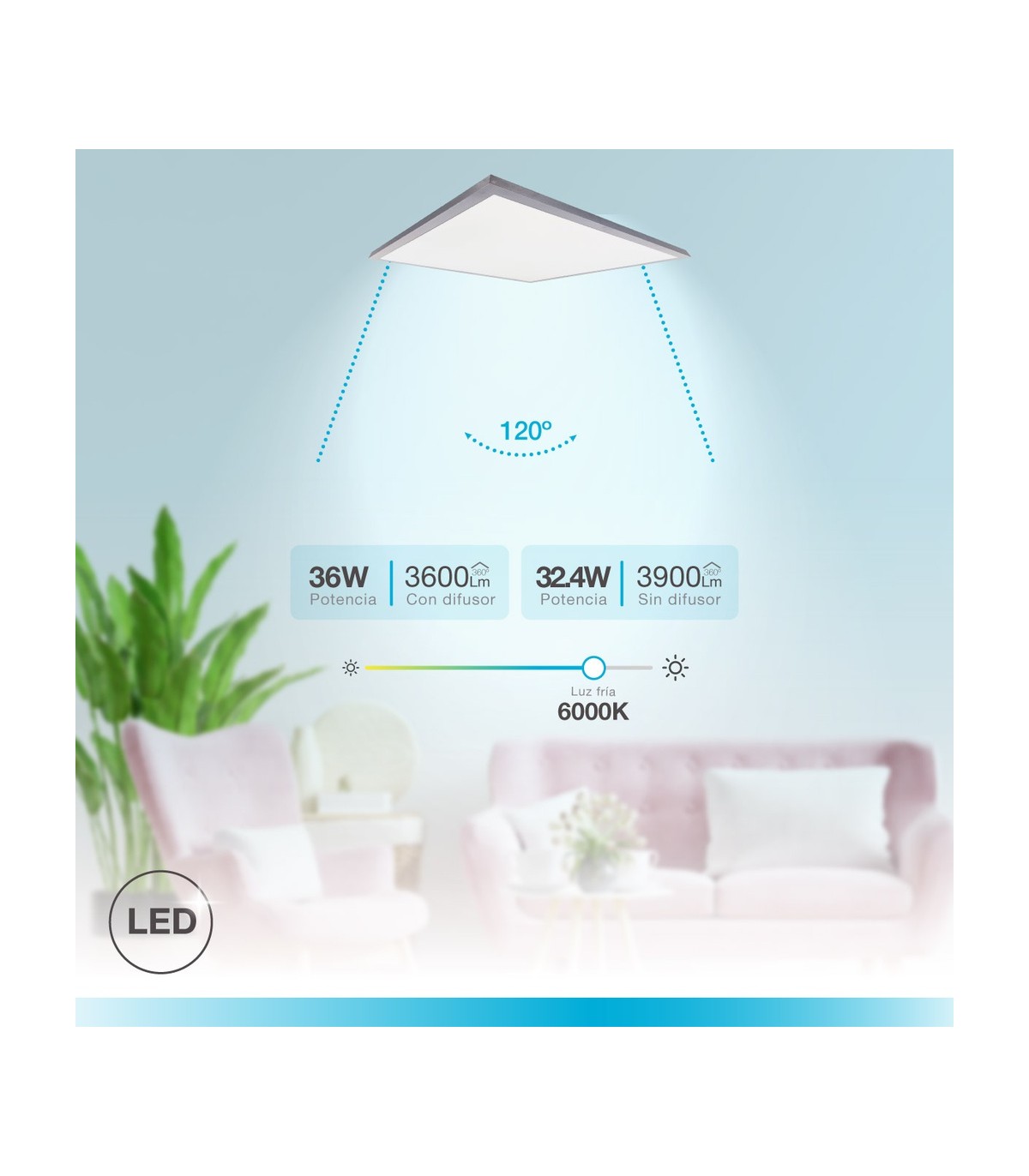 Plafón 30x90 36W 3600Lm IP20 Níquel