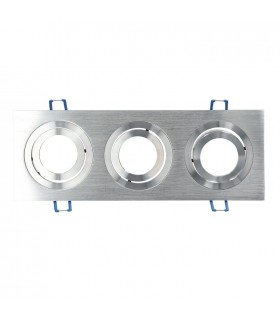 Aro Empotrable Basculante Triple Liso Redondo Cromo