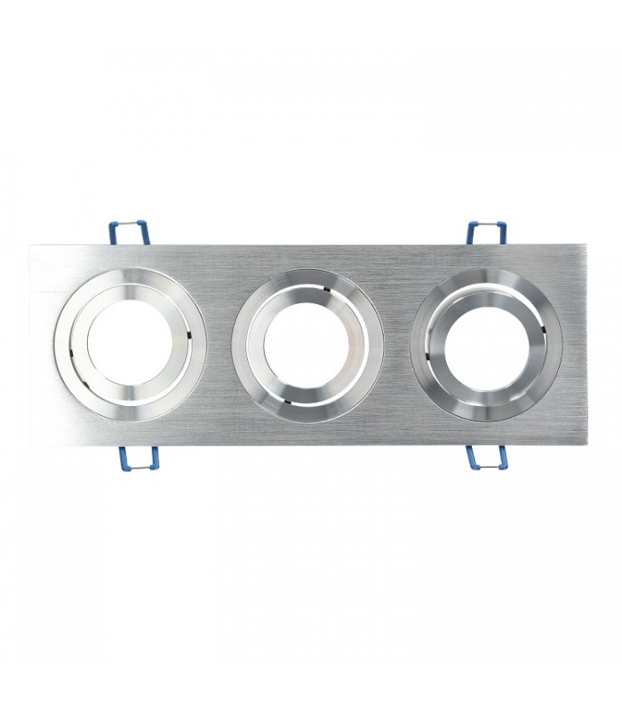 Aro Empotrable Basculante Triple Liso Redondo Cromo