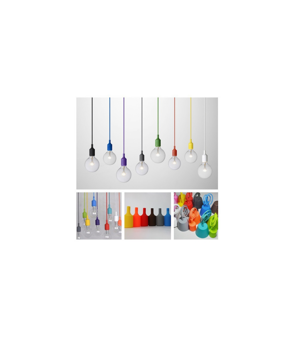 Portalámparas silicona E27 cable textil 1M