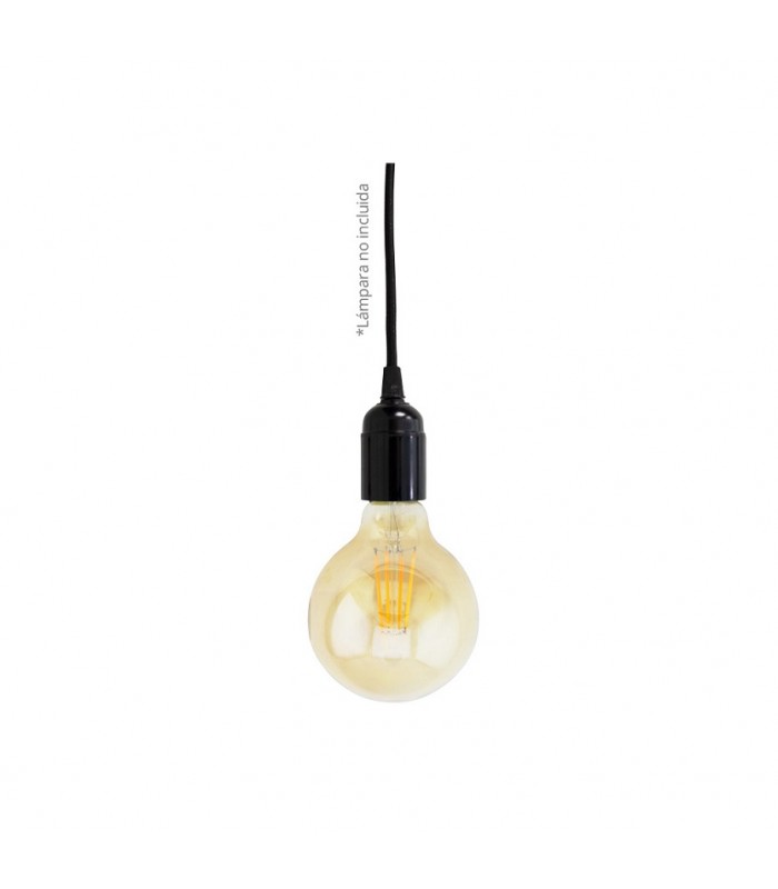 Portalámparas Colgante 1xE27 1m Negro