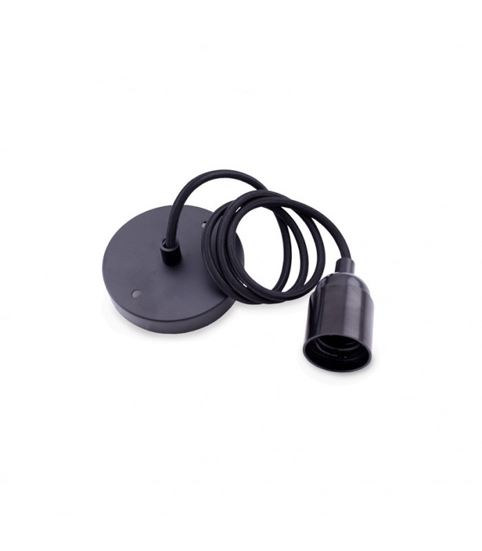 Portalámparas Colgante 1xE27 1m Negro