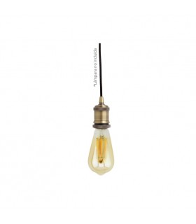 Portalámparas Colgante Latón 1xE27 Cable Negro