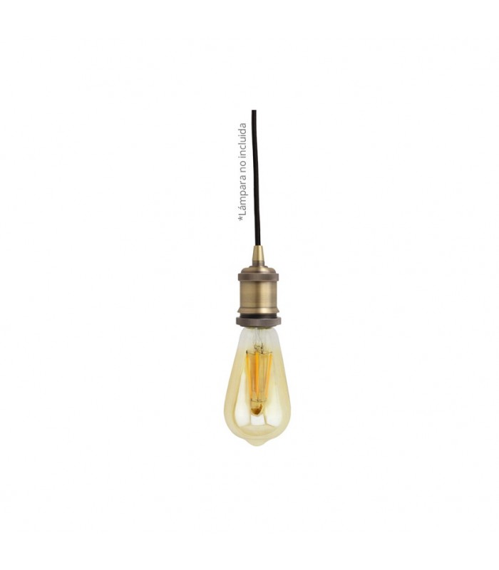 Portalámparas Colgante Latón 1xE27 Cable Negro